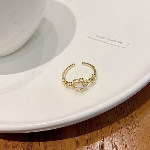 Bague D'amour En Zircon Rose Niche Féminine Tempérament Ins Style Bague De Sens Haut De Gamme Bague Fille Chaude Bijoux-Sw-J627 Or-Ouverture Réglable