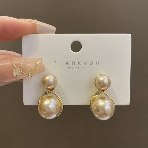 S925 Argent Aiguille Champagne Perle Boucles D'oreilles Femmes Lumiere Luxe Atmosphere Haut De Gamme Sens Boucles D'oreilles Français Rétro Personnalité Oreille Bijoux-Sw-A991 Or