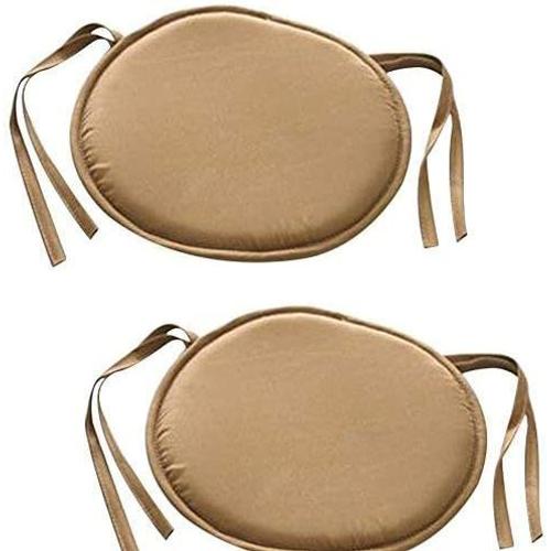 Lot De 2 (Marron)Coussins Rembourrés Pour Chaise De Jardin Avec Attaches 38 X 38 Cm