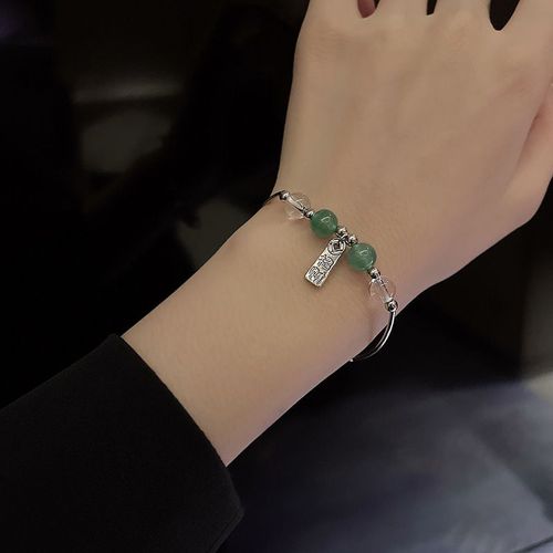 Bracelet Perlé Vert Menthe Filles Niche Design Ins Bracelet Chanceux Tempérament Bracelet Petite Amie Polyvalent-Sw-S266 Argent