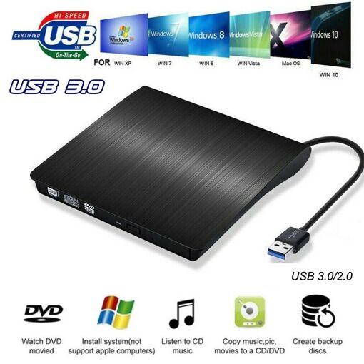 Lecteur CD/DVD Externe Usb 3.0,Noir - 4