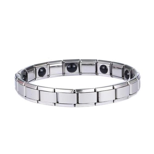 Bijoux Bracelet Homme Et Femme Mode Simple Bracelet De Thérapie Magnétique En Acier Inoxydable Bracelet En Acier Au Titane Exquis - Argent Demi Coeur
