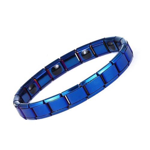 Bijoux Bracelet Homme Et Femme Mode Simple Bracelet De Thérapie Magnétique En Acier Inoxydable Bracelet En Acier Au Titane Exquis - Demi Coeur Bleu