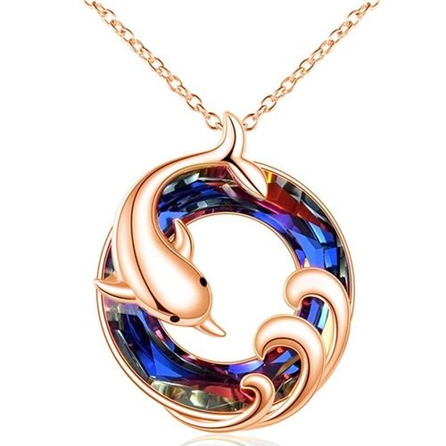 Vente Chaude Mode Arbre De Vie Pendentif Personnalité Simple Évider Collier Arbre De Vie - Dauphin Or Rose