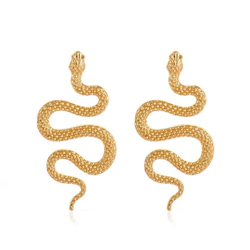 Temu Boucles D'oreilles Serpent Tridimensionnelles Exagérées Rétro Mode Boucles D'oreilles Serpent Animal Géométrique Punk - Or