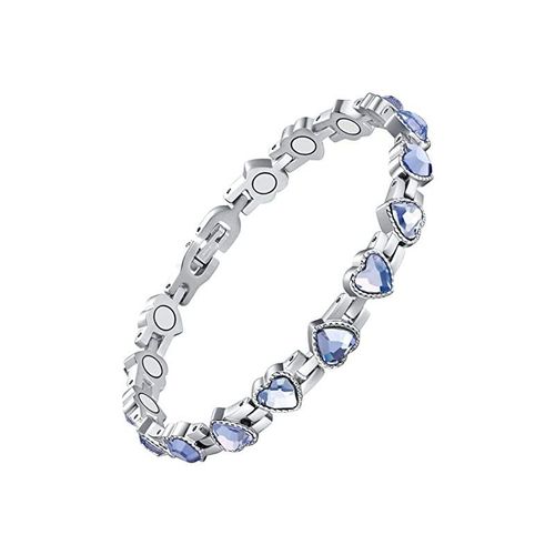 Nouveau Bracelet Magnétique Gauss En Forme De Cour Avec Diamant Réglable Bracelet Magnétique Spécialité-Aimant Complet-Argent Bleu Diamant