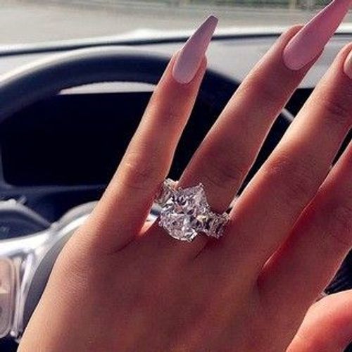 Bague En Platine Et Diamant 925 Zircon Princesse Bague En Diamant Nuptiale Fiançailles Saint Valentin Cadeau-N ° 10