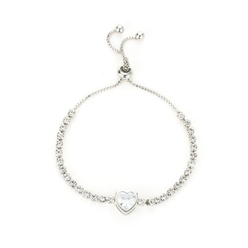 Chaude Nouvelle Arrivée Mode Or Rose Coeur Zircon Bracelet Simple Alliage Diamant Dames Bracelet Bracelet - Argent Coeur