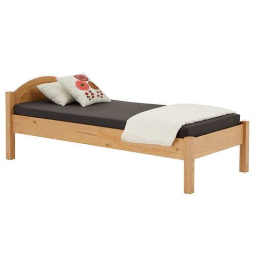 Lit Simple 90x200 Cm En Bois Massif Soraja, Lit 1 Place Pour Enfant Ou Adulte
