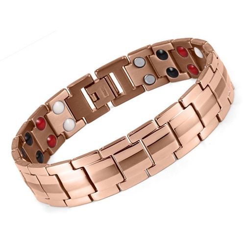 Charme Amovible Double Rangée Magnétique Thérapie Bracelet Homme Bracelet Couple - Or Rose + Ajusteur