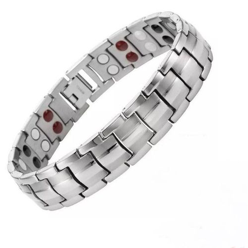 Charme Amovible Double Rangée Magnétique Thérapie Bracelet Homme Bracelet Couple - Argent + Ajusteur