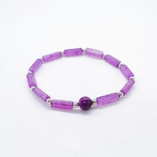 Nouveau Bracelet De Perles Carrées En Améthyste Naturelle Femme Bracelet A Breloques A La Mode Simple-Pur Naturel-Pur Naturel