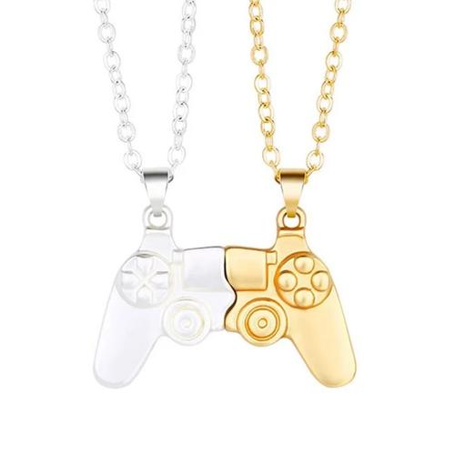 Nouvelle Poignée De Console De Jeu Collier De Magnétite Mâle Et Femelle Une Paire De Pendentifs Articles De Couple Personnalisés - Combinaison Or + Argent