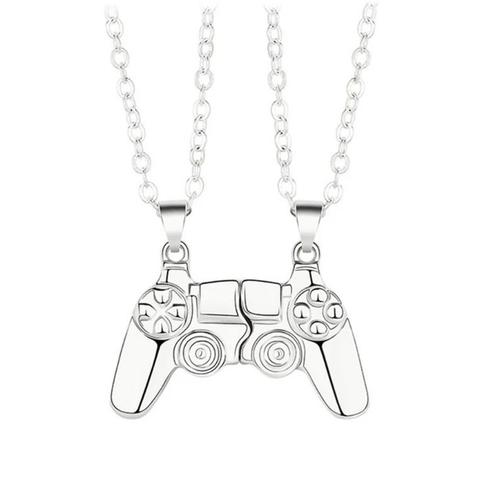 Nouveau Collier De Magnétite Mâle Et Femelle De Contrôleur De Console De Jeu Une Paire De Pendentifs Articles De Couple Personnalisés - Combinaison Argent + Argent