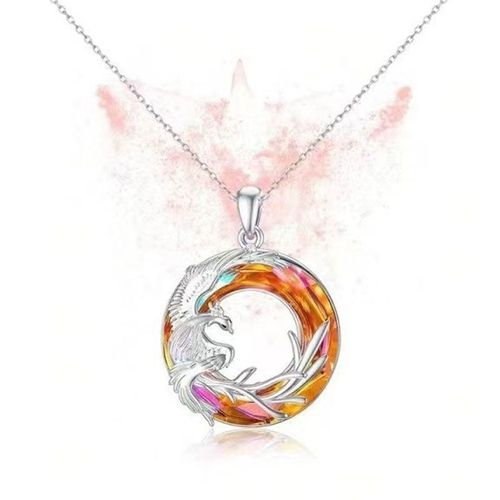 Nouvelle Mode Personnalisée Flamme De Vie Reborn Phoenix Pendentif Collier - Collier De Citrine En Argent