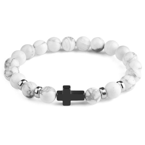 Bracelet homme TRIPLE CROIX en perles d'onyx, pierre de lave et oeil de  tigre