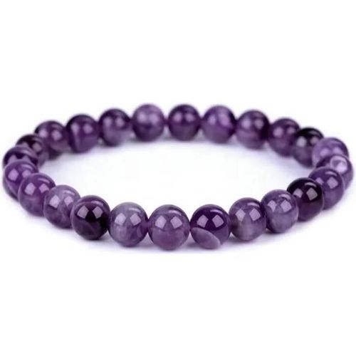 Bracelet En Perles D'améthyste Et Lave - Metyst - Largeur 0,8 Cm - Longueur 17-24 Cm