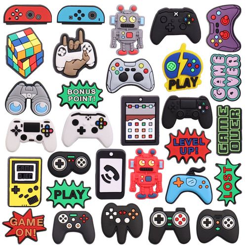 Breloques De Chaussure En Pvc Pour Enfants,Manette De Jeu,Robot,Téléphone Portable,Console De Jeu,Accessoires De Construction,Décorations,Bouton,Ornement,Cadeau Pour Garçons,1-30 P - Type Mix 30pcs