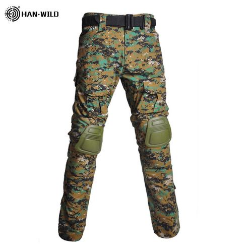 Han Wild-Pantalon Cargo Grande Taille Pour Homme Avec Coussinets,Pantalon De Camping Multi-Poches,Vêtements De Randonnée,Chasse,8xl - Type Jungle Digital-S(50-60kg)