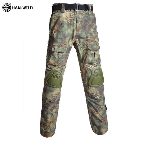 Han Wild-Pantalon Cargo Grande Taille Pour Homme Avec Coussinets,Pantalon De Camping Multi-Poches,Vêtements De Randonnée,Chasse,8xl - Type Jungle Python-S(50-60kg)