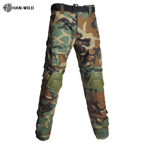 Han Wild-Pantalon Cargo Grande Taille Pour Homme Avec Coussinets,Pantalon De Camping Multi-Poches,Vêtements De Randonnée,Chasse,8xl - Type Jungle Green-S(50-60kg)