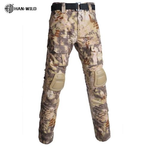 Han Wild-Pantalon Cargo Grande Taille Pour Homme Avec Coussinets,Pantalon De Camping Multi-Poches,Vêtements De Randonnée,Chasse,8xl - Type Sand Python-S(50-60kg)