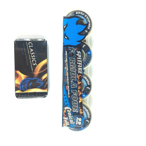 Roue De Skateboard En Polyvrhigh Resilience,Roulement Professionnel Spitfire,Dureté 99d,Formule,Bleu,53x32mm - Type Wheel And Bearing