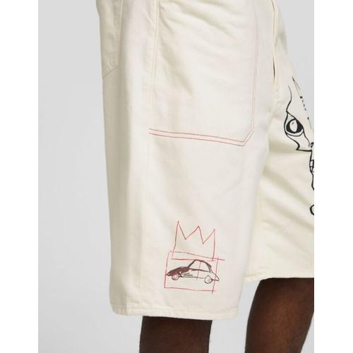 Bermuda Jean-Michel Basquiat Sergé Imprimé Homme 44 Blanc Cassé