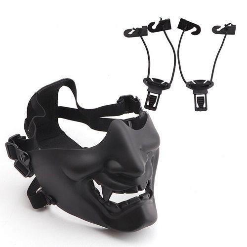 Zlangsports Masque Tactique Demi-Visage Démon Samouraï Airsoft Bb Pistolet Masque Militaire Cs Fête Cosplay Masques D'halloween - Type Black