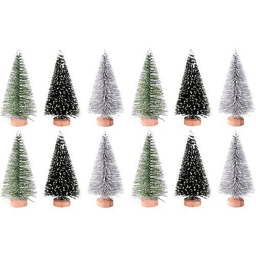 Youmen 12pcs Mini Sapins De Noël, Arbres Miniatures De Brosse De Bouteille Arbres Diorama Arbre De Noël Artificiel Arbres De Table Mini Ornements De Noël Pour Décoration De Chambre,Modèles De Diorama