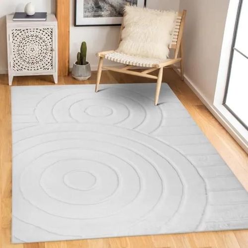 CONFORTABLE CERCLES - Tapis à relief cercles extra-doux blanc 160x230