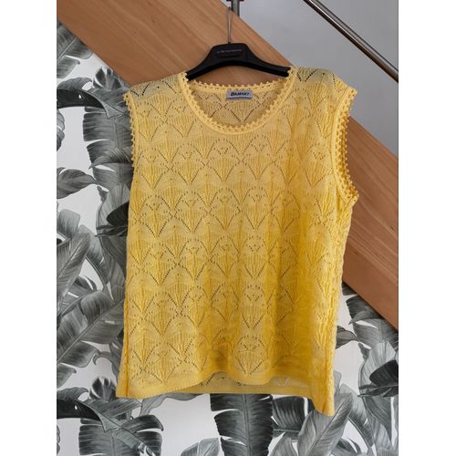Pull Léger Sans Manches Jaune Damart Vintage