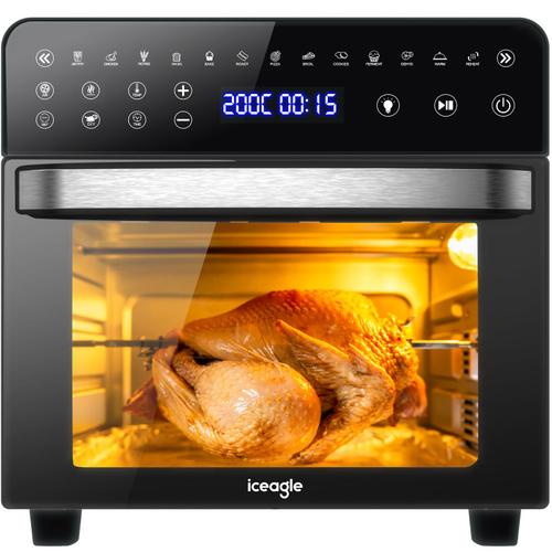 iceagle Friteuse Sans Huile Four 15L XXL Friteuse a Air avec Fenetres Air Fryer, Double Chauffage, 13 Programmes, 2200W