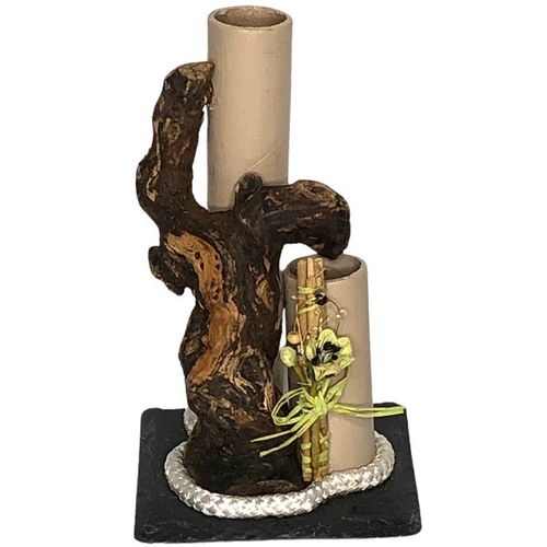 DOUBLE SOLIFLORES /VASES BOIS FLOTTE N°262. FABRICATION ARTISANALE.  Dimension : Hauteur 17 cm X Largeur 10 cm x longueur 10 cm.