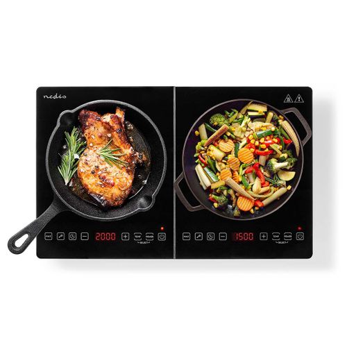 Nedis - Plaque à induction 2 foyer - sécurité enfants - 3500 w - noir kaip124cbk2