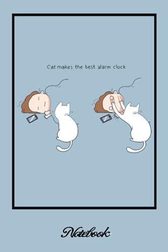 Notebook - Comic Book Journal 88: Cat Comic, Cat Makes The Best Alarm Clock.._6in X 9in X 114 Pages White Paper Blank Journal With Black Cover Perfect Size&