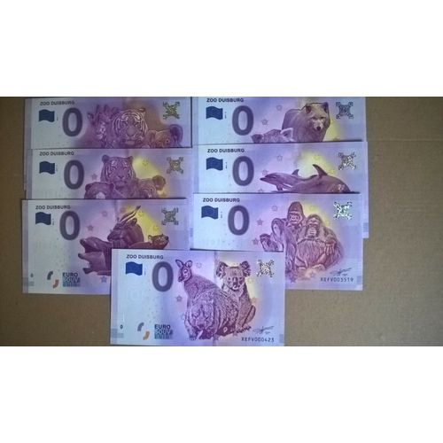 Billets 0 Euro Zoo Duisburg 2016-1 + 2017-2-3-4-5-6 +2018-7 Neufs