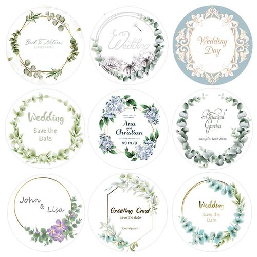 Étiquettes autocollantes rondes personnalisées,autocollant de date  personnalisé, stickers autocollant mariage personnalisé (100 Pcs,4 cm)