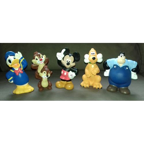 Lot De 5 Grandes Figurines Disney (Eurodisney Officiel) - Mickey, Pluto, Tic Et Tac, Donald Et Pat Hibulaire Entre 12,5 Et 13,5 Cm