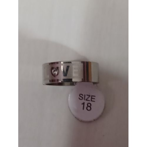Bague En Acier Inoxydable,Metal Argenté,Inscription Love Avec Strass,Taille 18