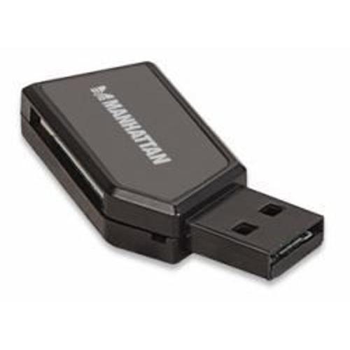 Manhattan USB-A Mini Multi-Card Reader/Writer, 480 Mbps (USB 2.0), 24-in-1, Hi-Speed USB, Windows or Mac, Black, Three Year Warranty, Blister - Lecteur de carte - 24 en 1 (SD, SDHC, SDXC...