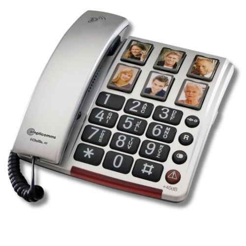 Amplicomms Bigtel 40 plus - Téléphone fixe senior filaire amplifié (+40dB) Gris