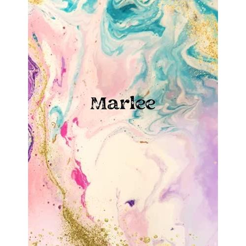 Marlee: Cover Style Water Color - Personalized Name Notebook | Wide Ruled Paper Notebook Journal | For Teens Kids Students Girls| For Home School College | 8.5 X 11 Inch 160 Pages