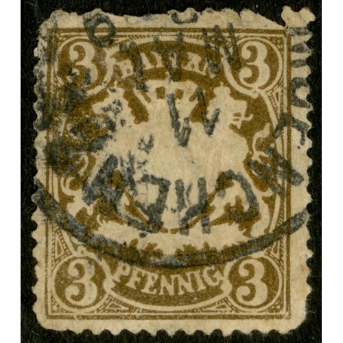 Timbre Oblitéré Bayern, 3 Pfennig