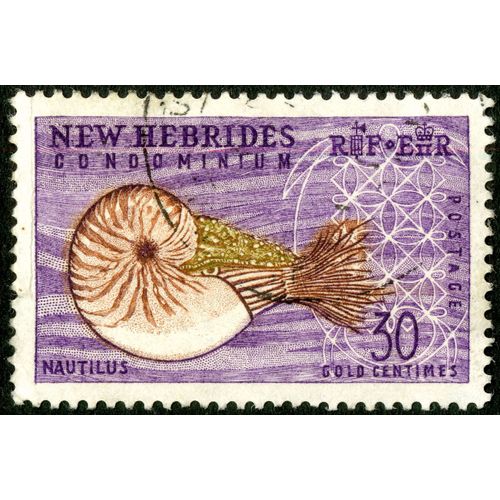 Timbre Oblitéré New Hebrides Condominium, Nautilus, Postage, 30 Gold Centimes