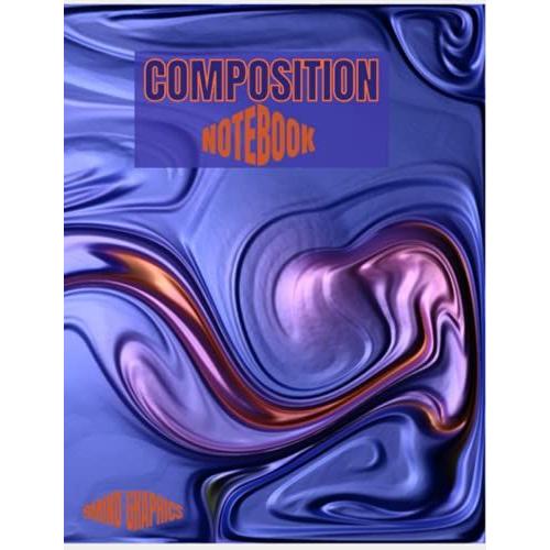 Cute Composition Notebook Wide Ruled For Girls Large: Abstract Digital Art Fractal Pattern, Wavy Texture: Blank Lined Workbook For Teens, Girls