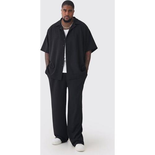 Grande Taille - Ensemble Oversize Avec Chemise Et Pantalon Homme - Noir - Xxl, Noir