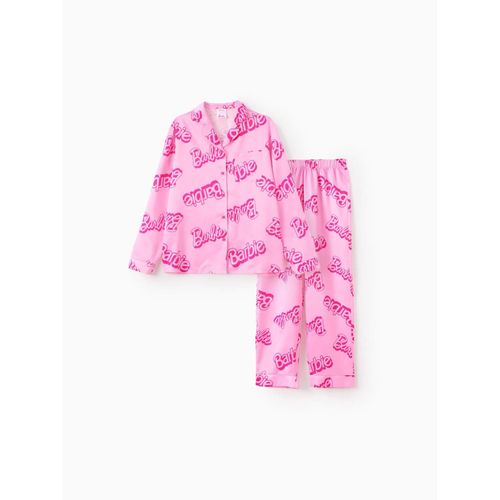 Barbie Maman Et Moi 2pcs Logo Plein Imprimé Revers Pyjamas Ensemble (Résistant Aux Flammes)