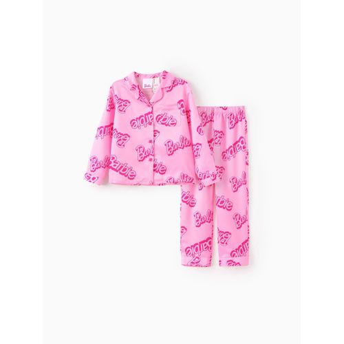 Barbie Maman Et Moi 2pcs Logo Plein Imprimé Revers Pyjamas Ensemble (Résistant Aux Flammes)