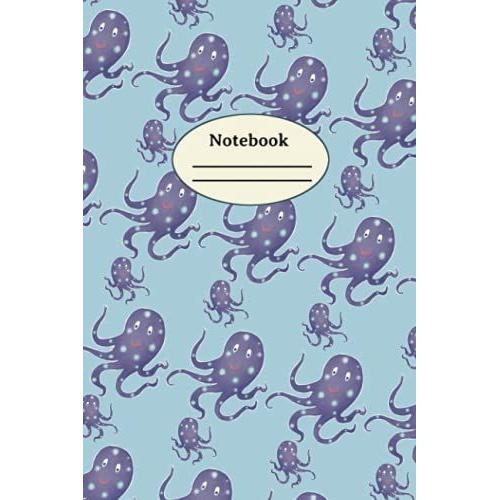 Funny Octopus Marine Life-Primary Journal Notebook Composition Book: Octopuses Themed Blue Colored Notebook For Kids And Teens With Lined Interior